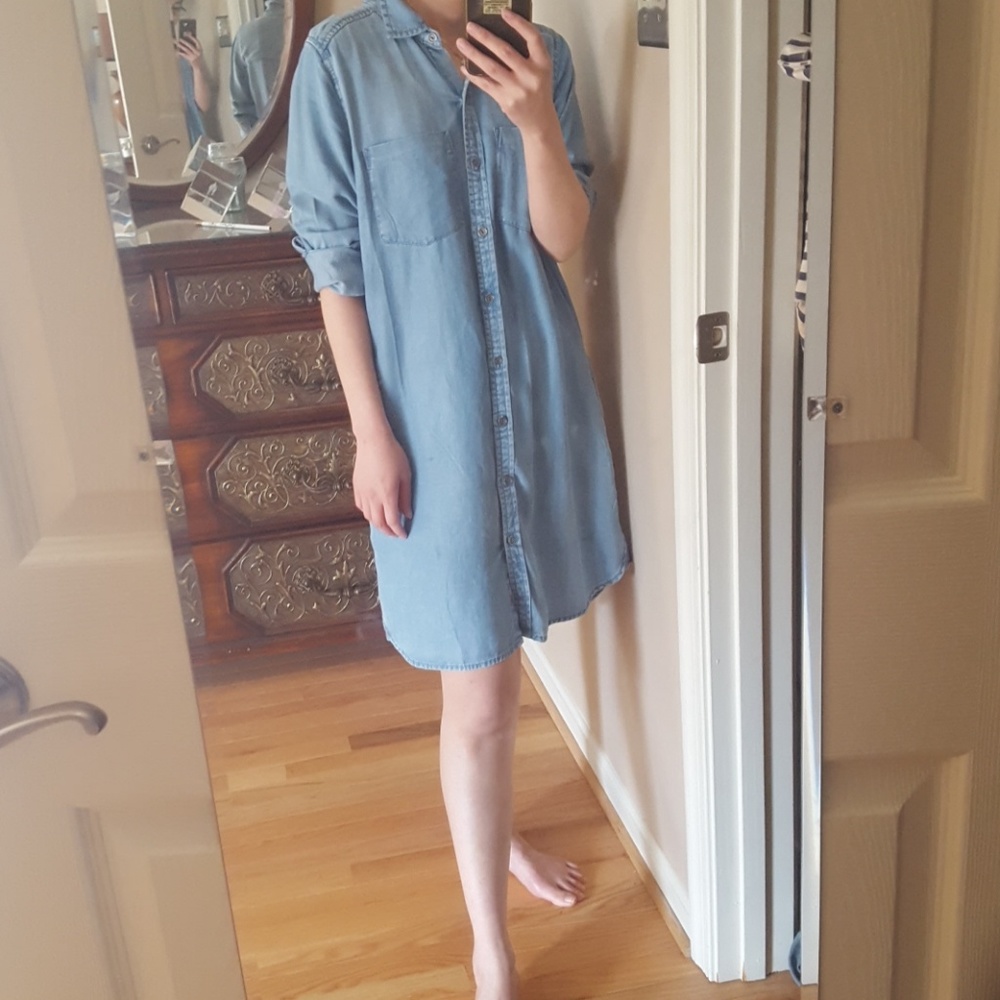 beachlunchlounge grey soft denim shirt dress 